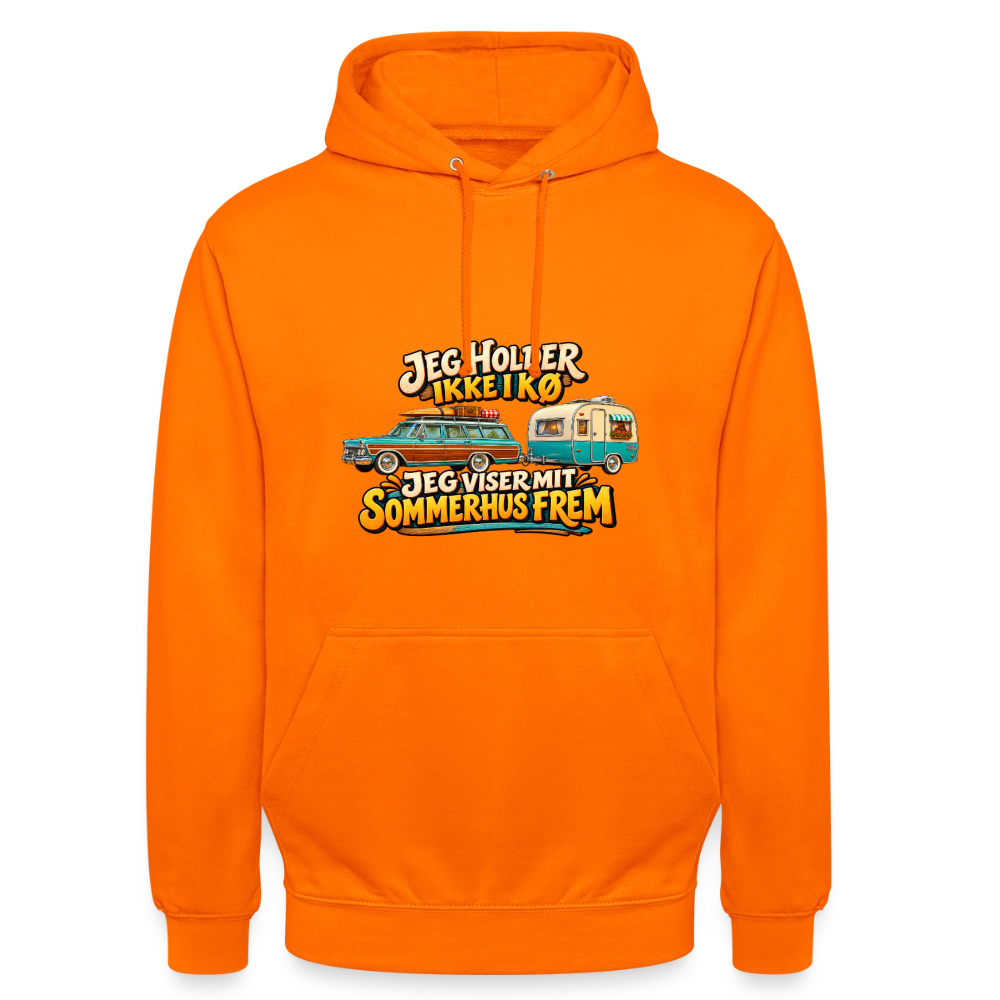 CityShirts - Hoodie - Jeg holder ikke i kø – Jeg viser mit sommerhus frem - CS034 - orange