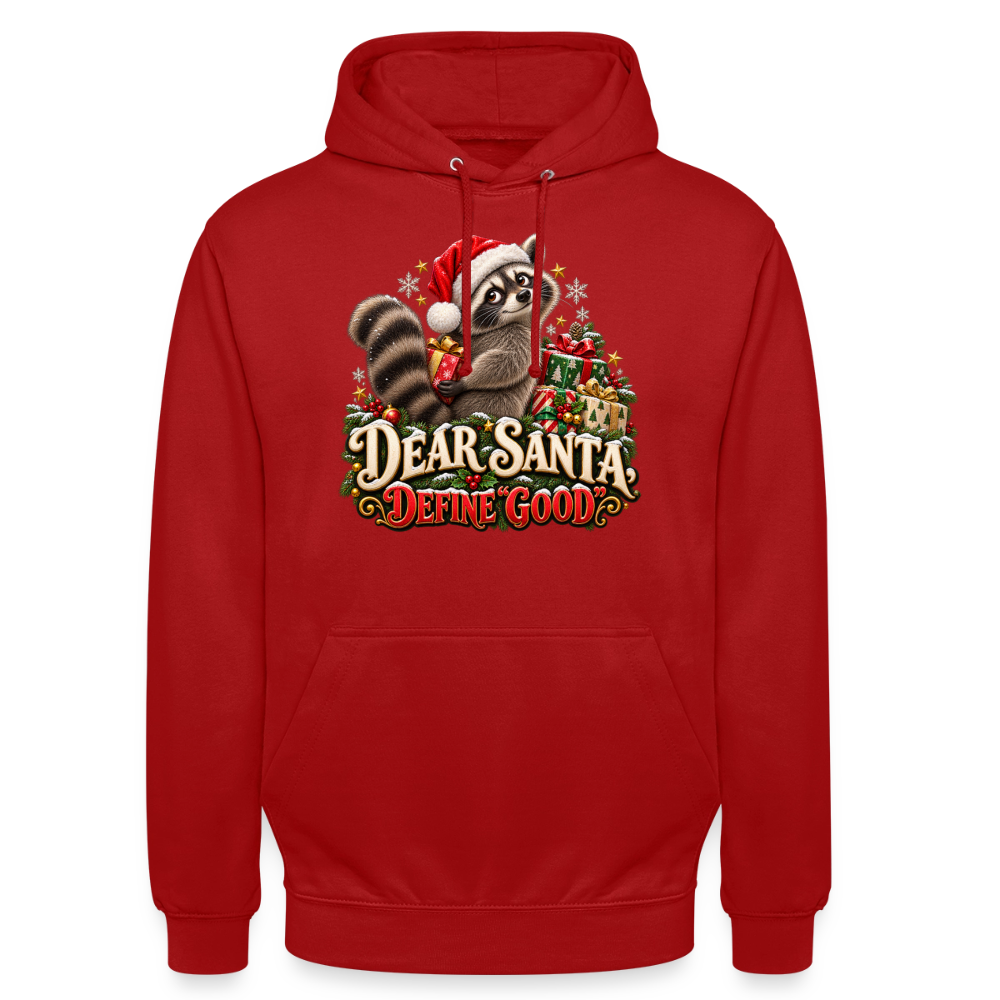 CityShirts - Hoodie - Dear Santa, define good – julevaskebjørn - CS028 - rød