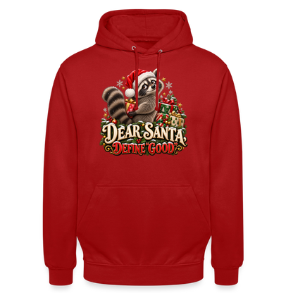 CityShirts - Hoodie - Dear Santa, define good – julevaskebjørn - CS028 - rød