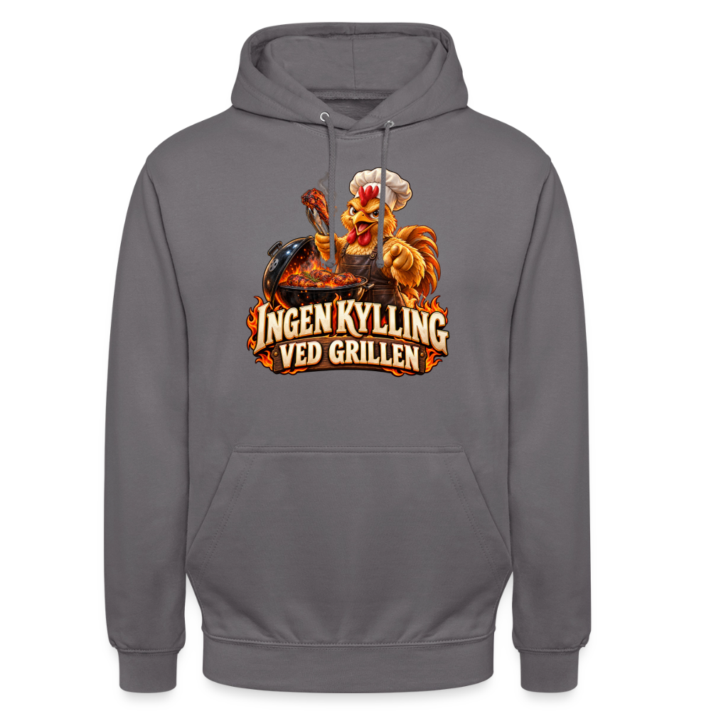 CityShirts - Hoodie - Ingen kylling ved grillen - CS054 - mellemgrå