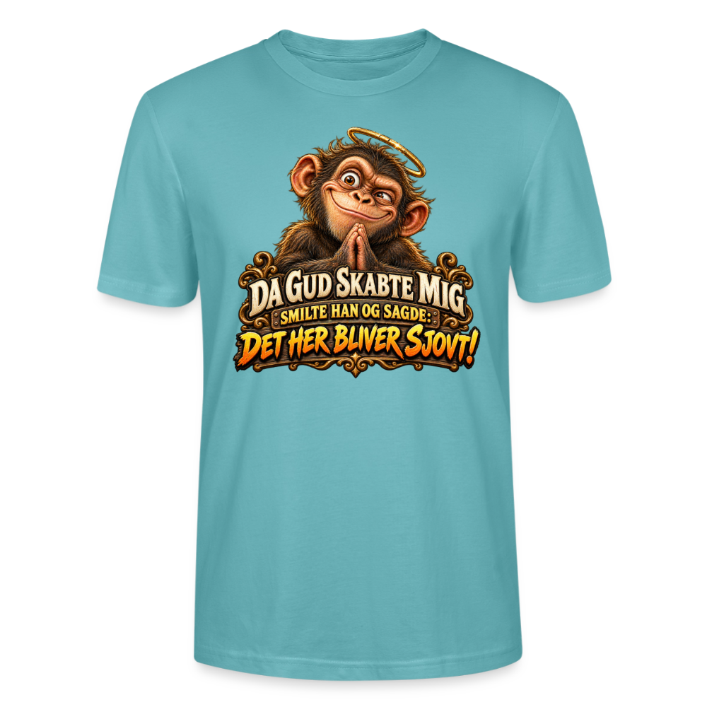 CityShirts - T-shirt - Da Gud skabte mig – Det her bliver sjovt! - CS004 - pastelturkis