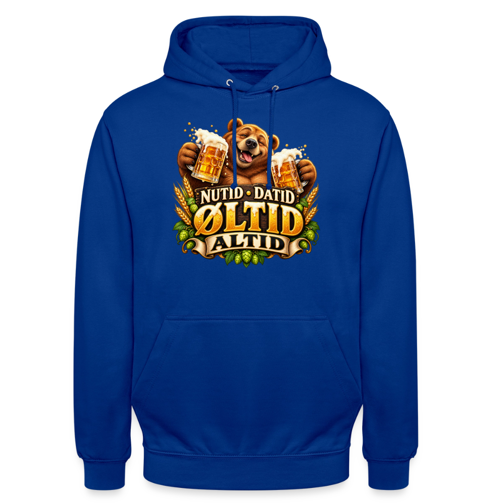 CityShirts - Hoodie - Nutid, datid, øltid – altid - CS006 - kongeblå