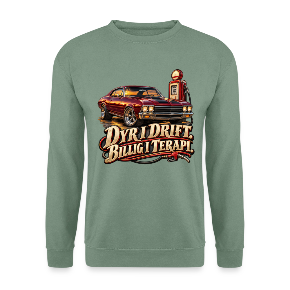 CityShirts - Sweatshirt - Dyr i drift. Billig i terapi. – V8 - CS029 - grågrøn
