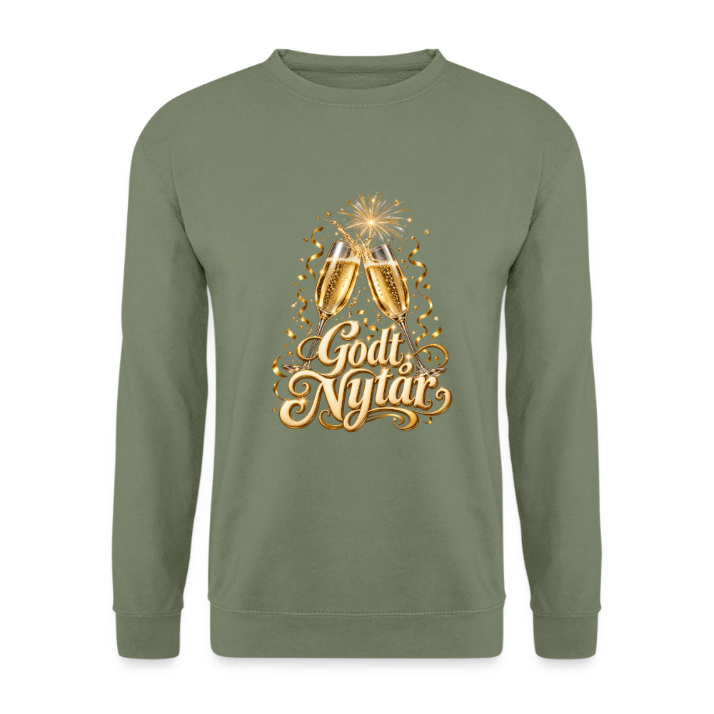 CityShirts - Sweatshirt - Godt Nytår – champagne og fyrværkeri - CS066 - militærgrøn