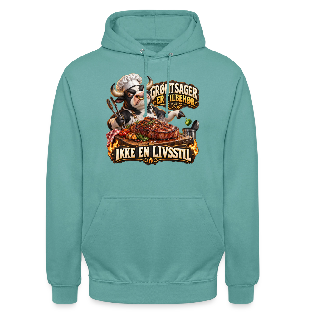 CityShirts - Hoodie - Grøntsager er tilbehør – Ikke en livsstil - CS053 - pastelturkis