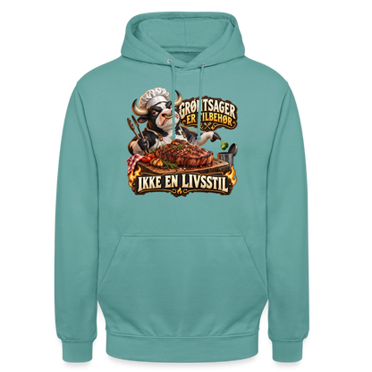 CityShirts - Hoodie - Grøntsager er tilbehør – Ikke en livsstil - CS053 - pastelturkis