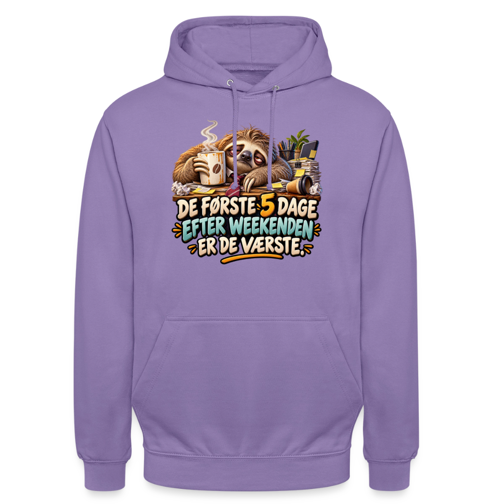 CityShirts - Hoodie - De første 5 dage efter weekenden er de værste - CS023 - lavendel