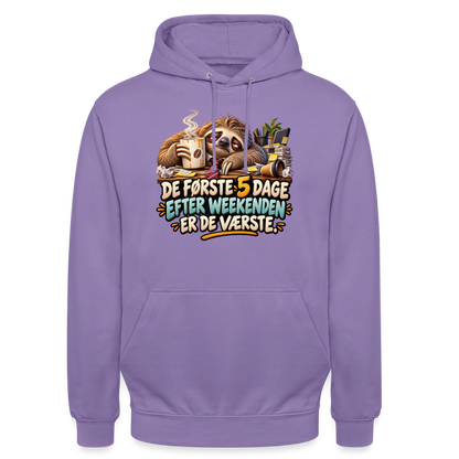 CityShirts - Hoodie - De første 5 dage efter weekenden er de værste - CS023 - lavendel