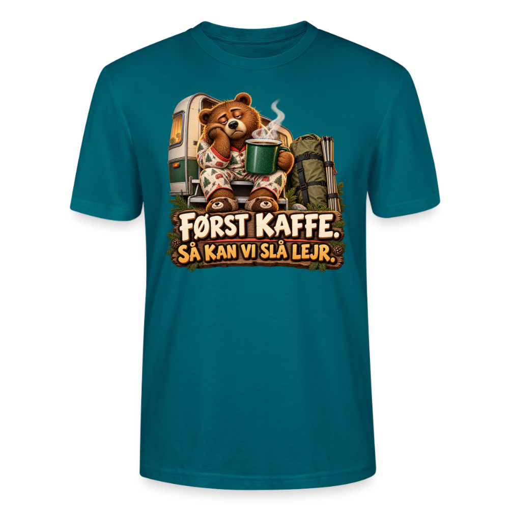 CityShirts - T-shirt - Først kaffe – Så kan vi slå lejr - CS043 - havblå