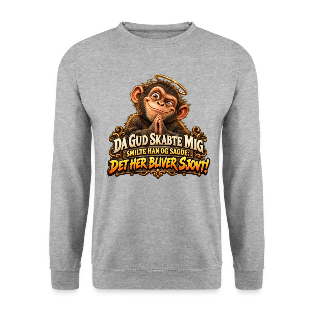 CityShirts - Sweatshirt - Da Gud skabte mig – Det her bliver sjovt! - CS004 - hvidgrå meleret