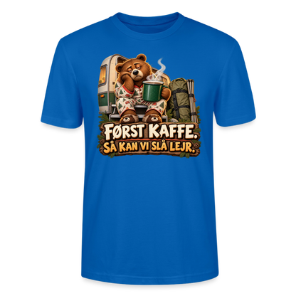CityShirts - T-shirt - Først kaffe – Så kan vi slå lejr - CS043 - påfugleblå