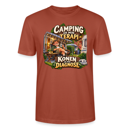 CityShirts - T-shirt - Camping er min terapi – Konen er min diagnose - CS032 - terrakotta