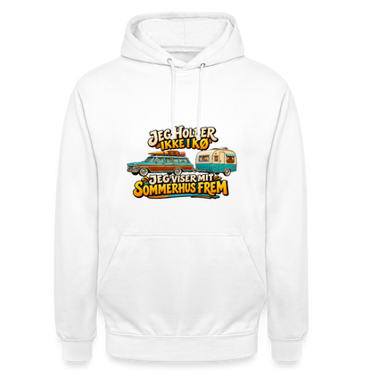 CityShirts - Hoodie - Jeg holder ikke i kø – Jeg viser mit sommerhus frem - CS034 - hvid