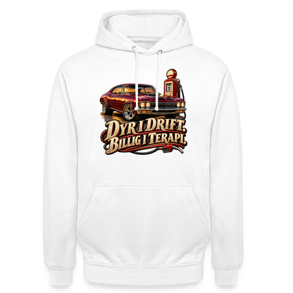 CityShirts - Hoodie - Dyr i drift. Billig i terapi. – V8 - CS029 - hvid