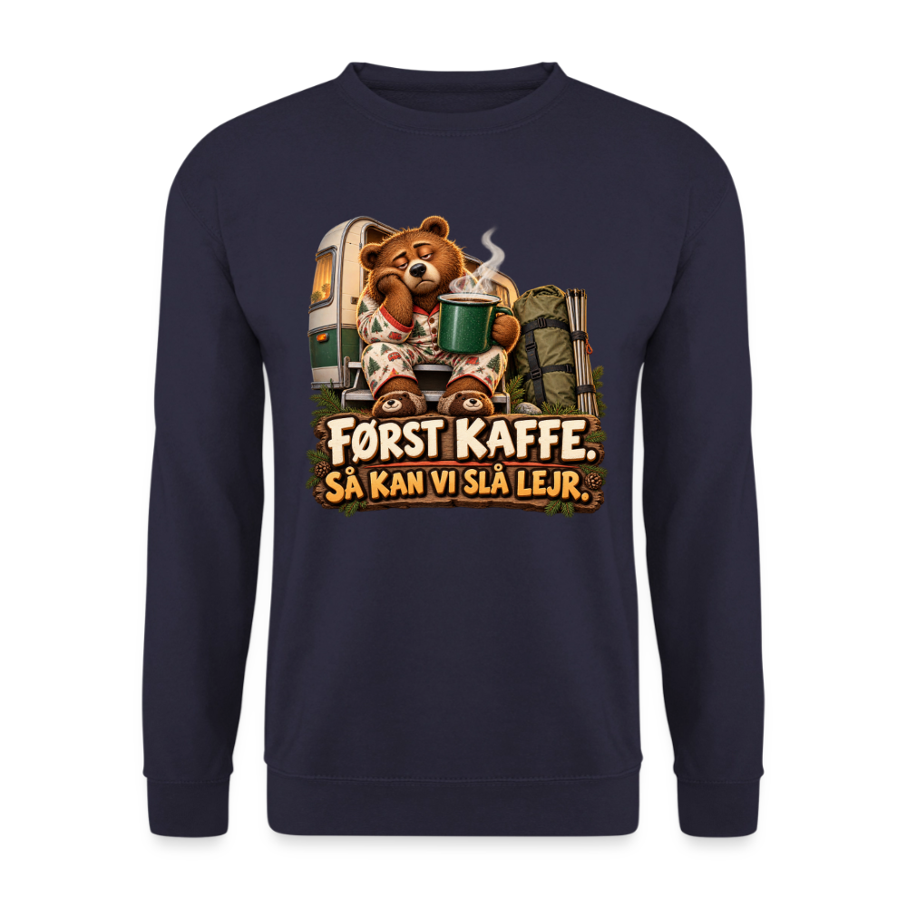 CityShirts - Sweatshirt - Først kaffe – Så kan vi slå lejr - CS043 - marineblå