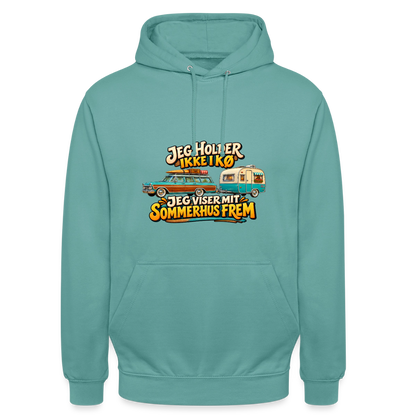 CityShirts - Hoodie - Jeg holder ikke i kø – Jeg viser mit sommerhus frem - CS034 - pastelturkis