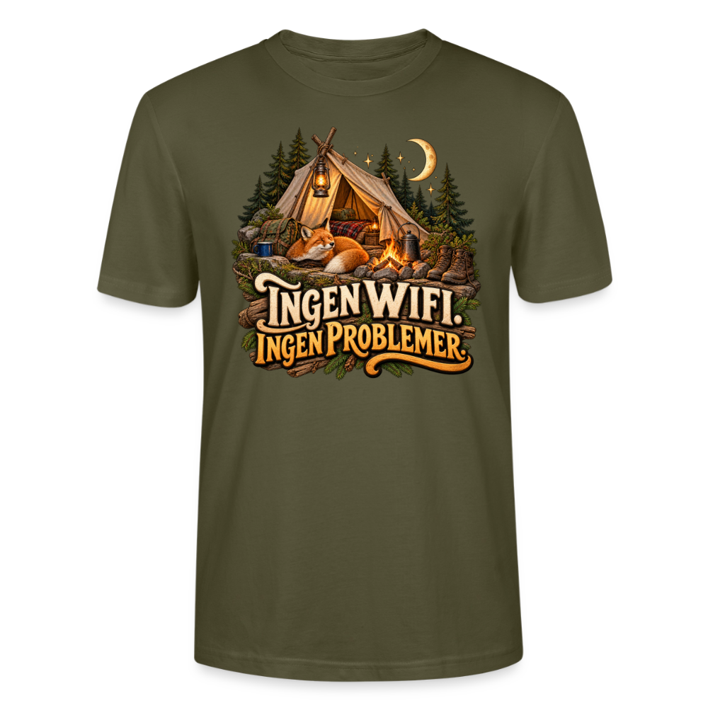 CityShirts - T-shirt - Ingen WiFi. Ingen problemer. - CS036 - khaki