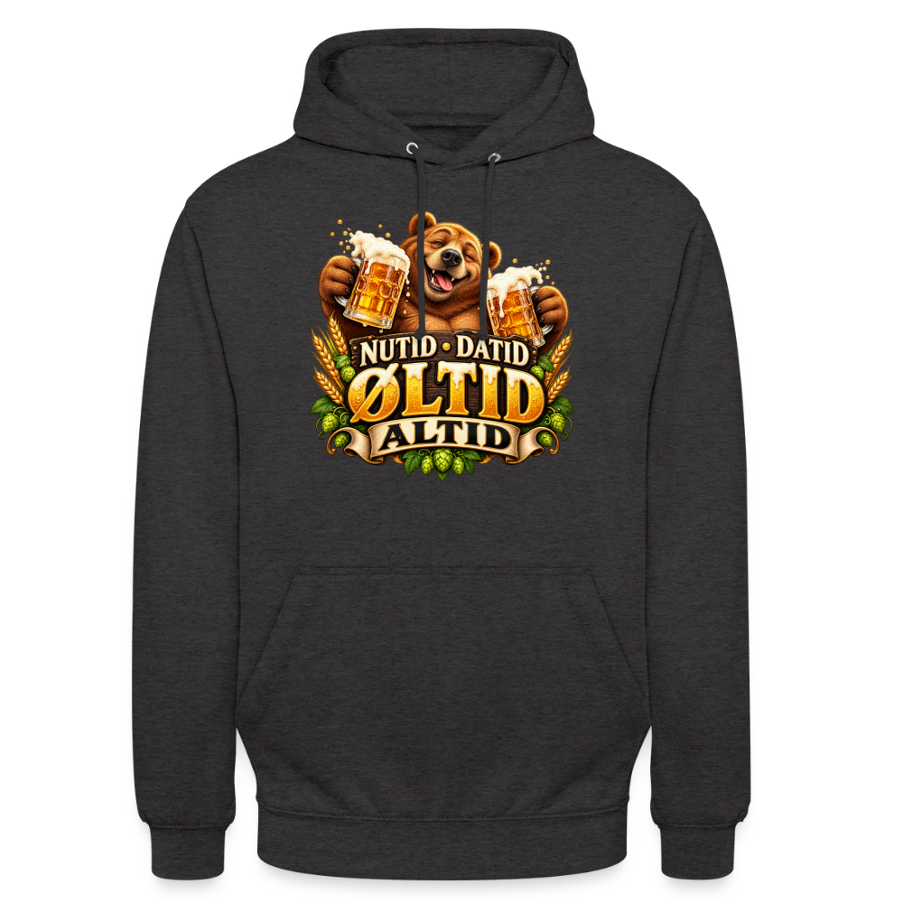 CityShirts - Hoodie - Nutid, datid, øltid – altid - CS006 - charcoal