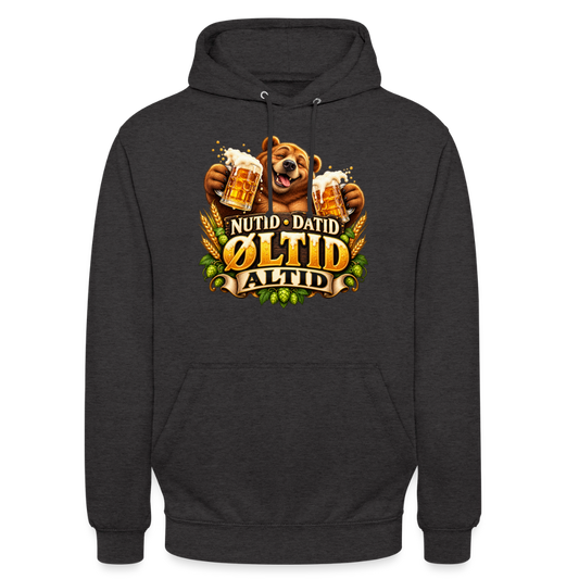 CityShirts - Hoodie - Nutid, datid, øltid – altid - CS006 - charcoal