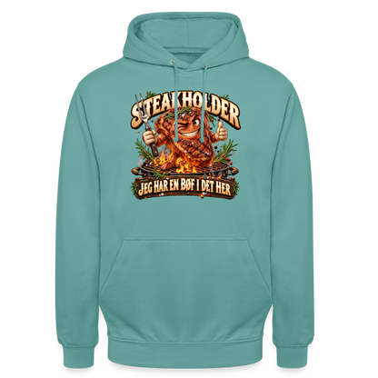 CityShirts - Hoodie - Steakholder – Jeg har en bøf i det her - CS052 - pastelturkis