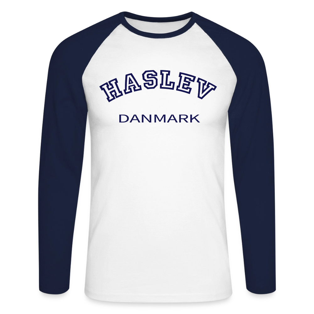 CityShirt - Baseball T-Shirt - Haslev - hvid/marineblå