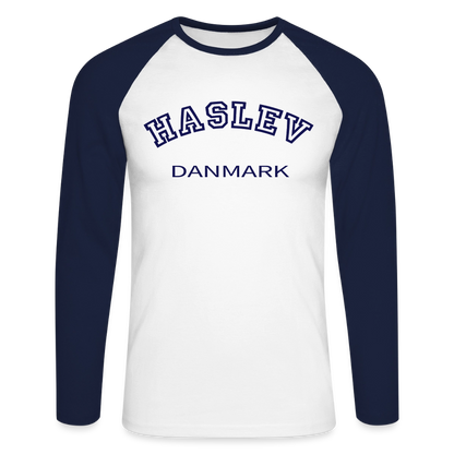 CityShirt - Baseball T-Shirt - Haslev - hvid/marineblå