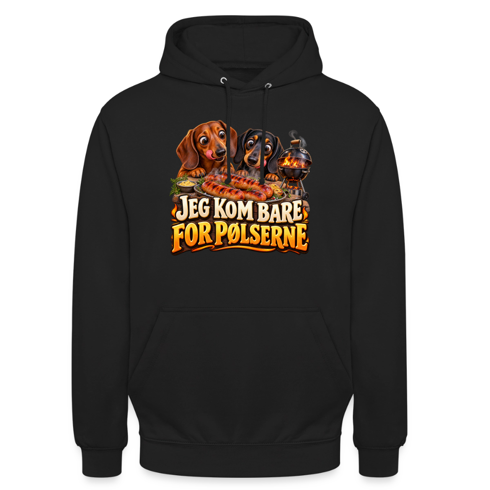 CityShirts - Hoodie - Jeg kom bare for pølserne - CS048 - sort