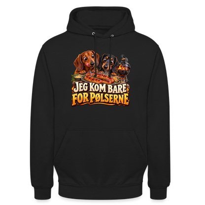 CityShirts - Hoodie - Jeg kom bare for pølserne - CS048 - sort