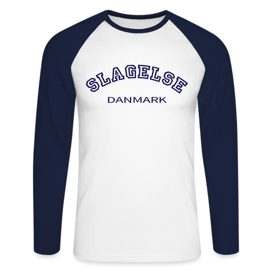 CityShirt - Baseball T-Shirt - Slagelse - hvid/marineblå