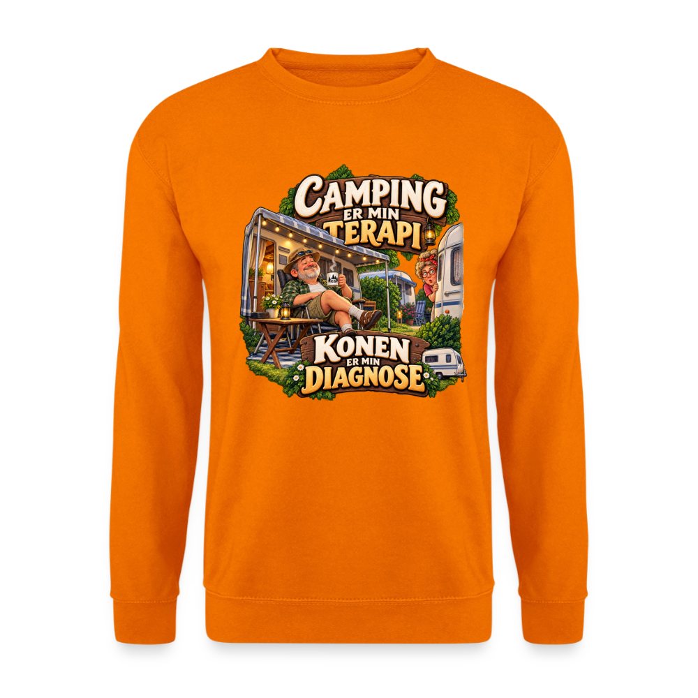 CityShirts - Sweatshirt - Camping er min terapi – Konen er min diagnose - CS032 - orange