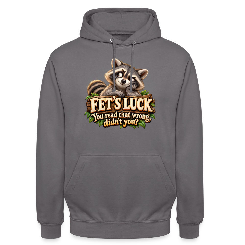 CityShirts - Hoodie - Fet’s Luck – You read that wrong, didn’t you? - CS003 - mellemgrå
