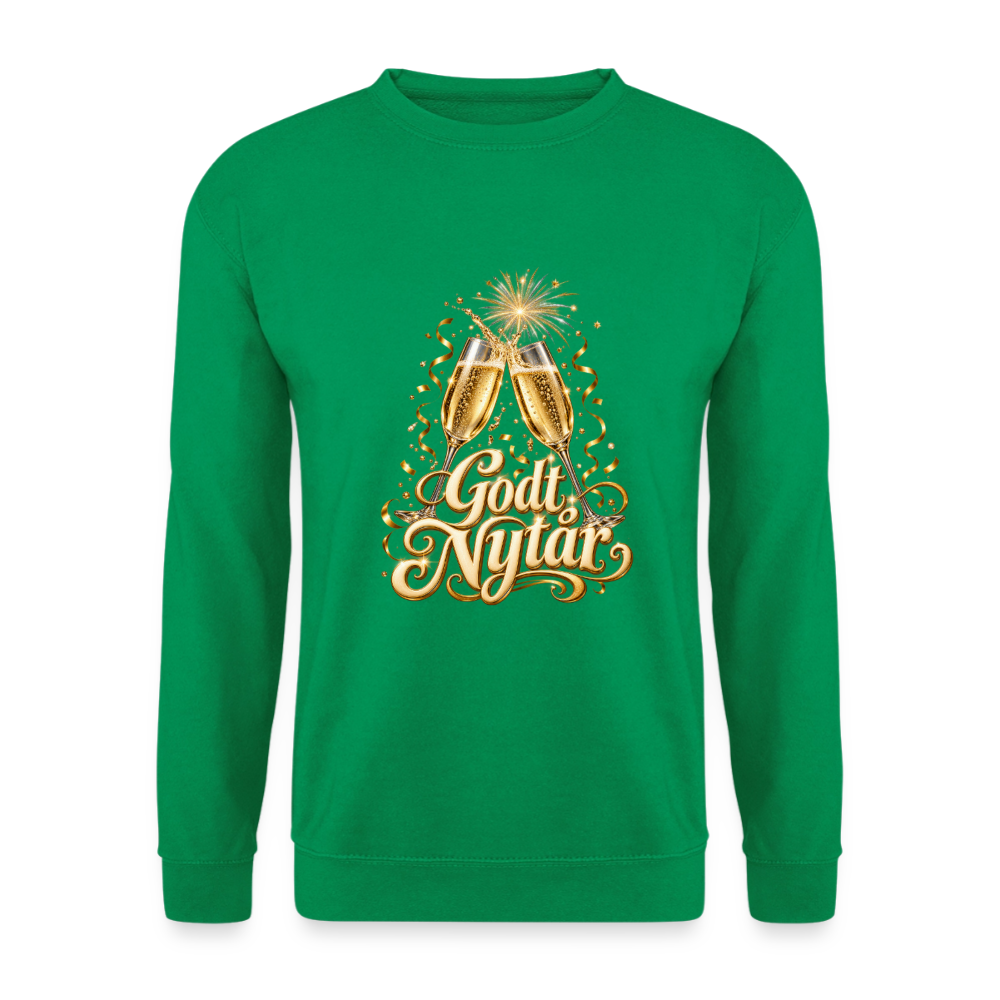 CityShirts - Sweatshirt - Godt Nytår – champagne og fyrværkeri - CS066 - kelly grøn