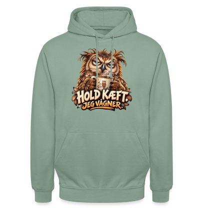 CityShirts - Hoodie - Hold kæft. Jeg vågner. – morgenugle - CS027 - grågrøn