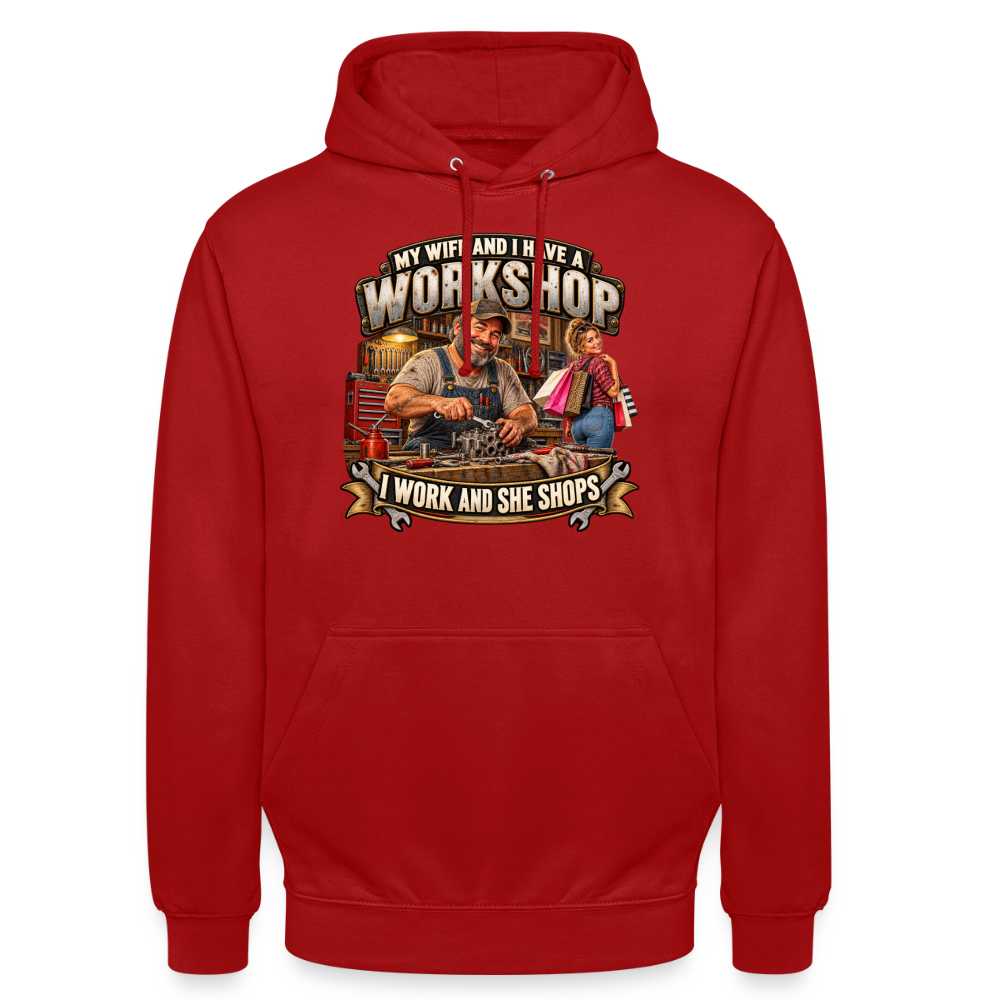 CityShirts - Hoodie - Workshop – I work and she shops - CS021 - rød