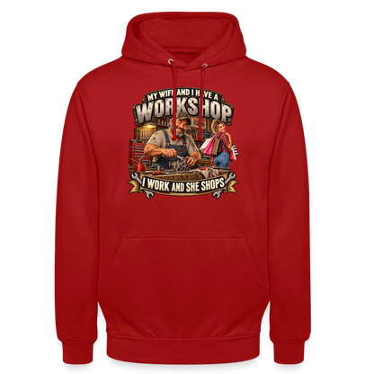 CityShirts - Hoodie - Workshop – I work and she shops - CS021 - rød