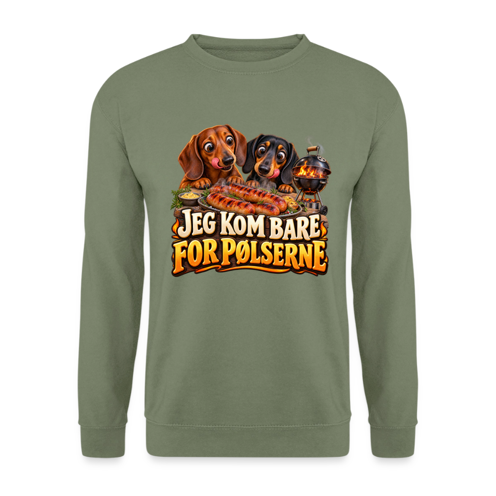 CityShirts - Sweatshirt - Jeg kom bare for pølserne - CS048 - militærgrøn