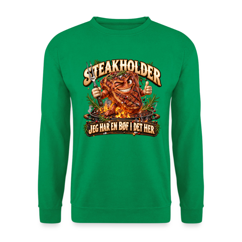 CityShirts - Sweatshirt - Steakholder – Jeg har en bøf i det her - CS052 - kelly grøn