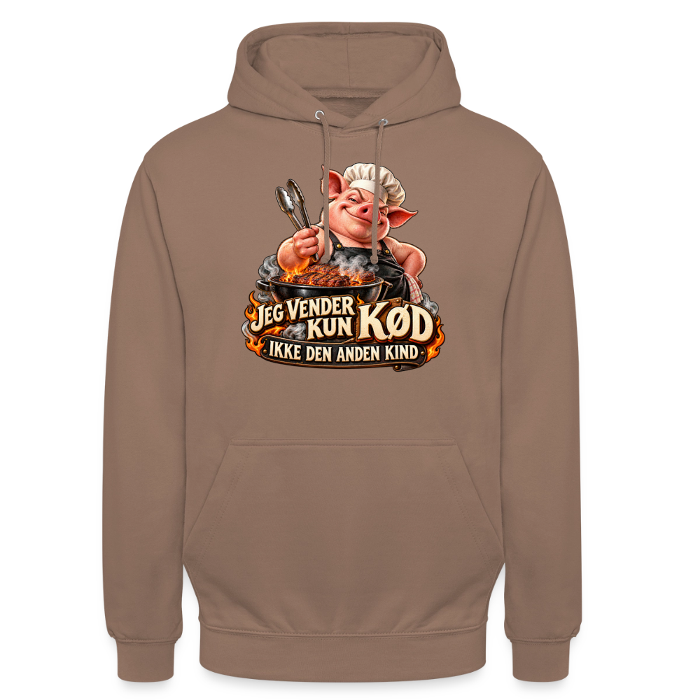 CityShirts - Hoodie - Jeg vender kun kød – Ikke den anden kind - CS044 - mokka