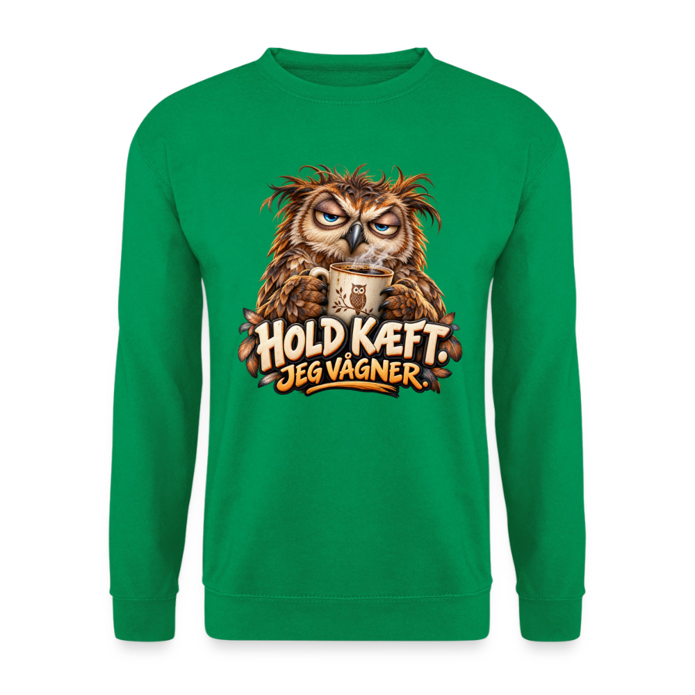 CityShirts - Sweatshirt - Hold kæft. Jeg vågner. – morgenugle - CS027 - kelly grøn