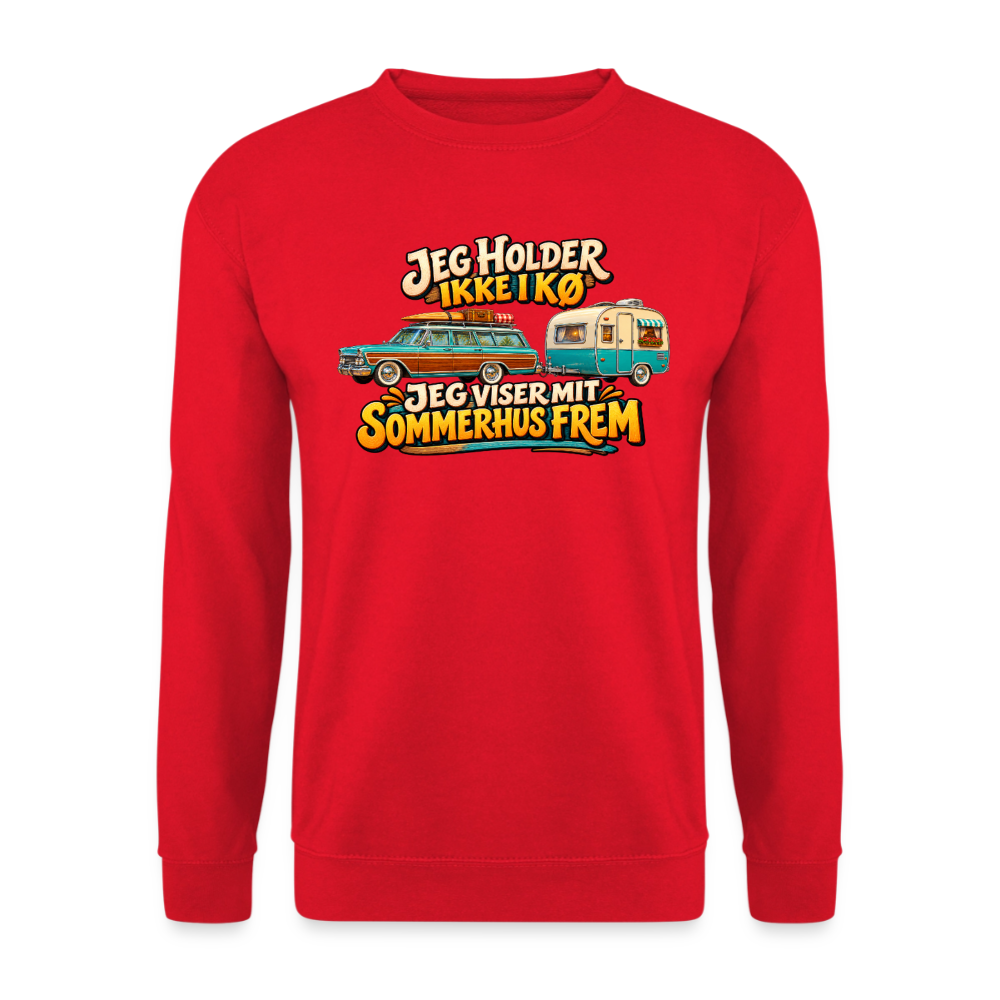 CityShirts - Sweatshirt - Jeg holder ikke i kø – Jeg viser mit sommerhus frem - CS034 - rød