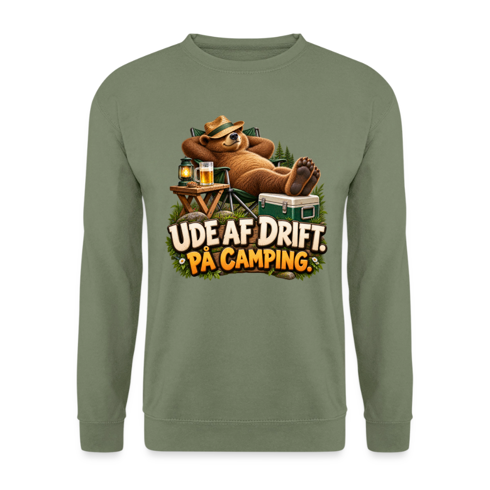 CityShirts - Sweatshirt - Ude af drift. På camping. - CS035 - militærgrøn