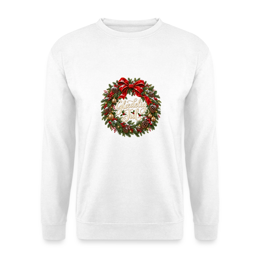CityShirts - Sweatshirt - Glædelig Jul – julekrans - CS059 - hvid