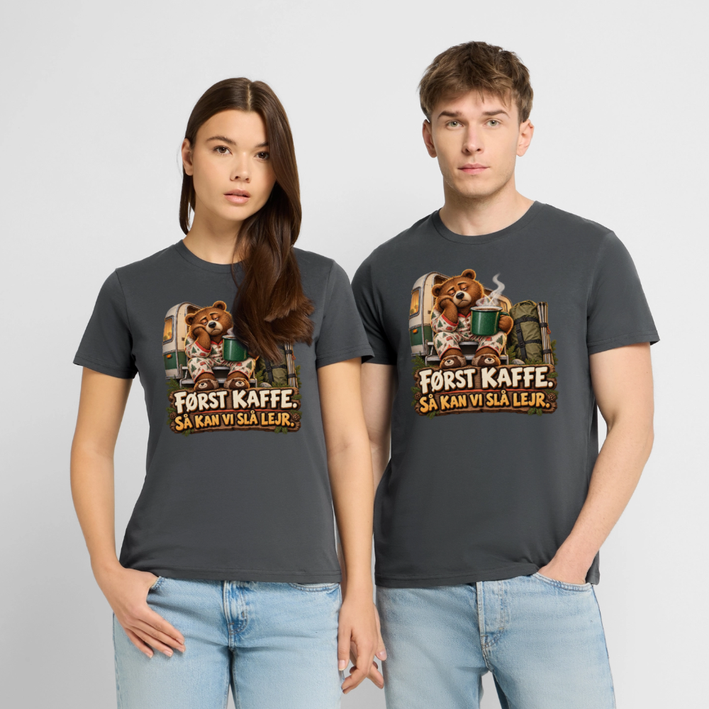 CityShirts - T-shirt - Først kaffe – Så kan vi slå lejr - CS043 - charcoal