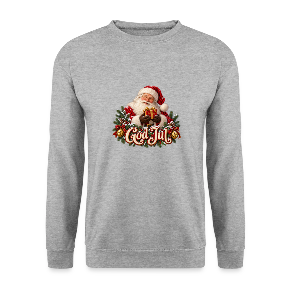 CityShirts - Sweatshirt - God Jul – klassisk julemand - CS058 - hvidgrå meleret