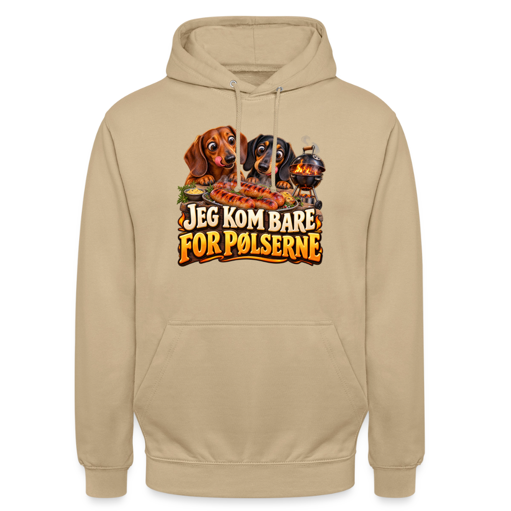 CityShirts - Hoodie - Jeg kom bare for pølserne - CS048 - beige