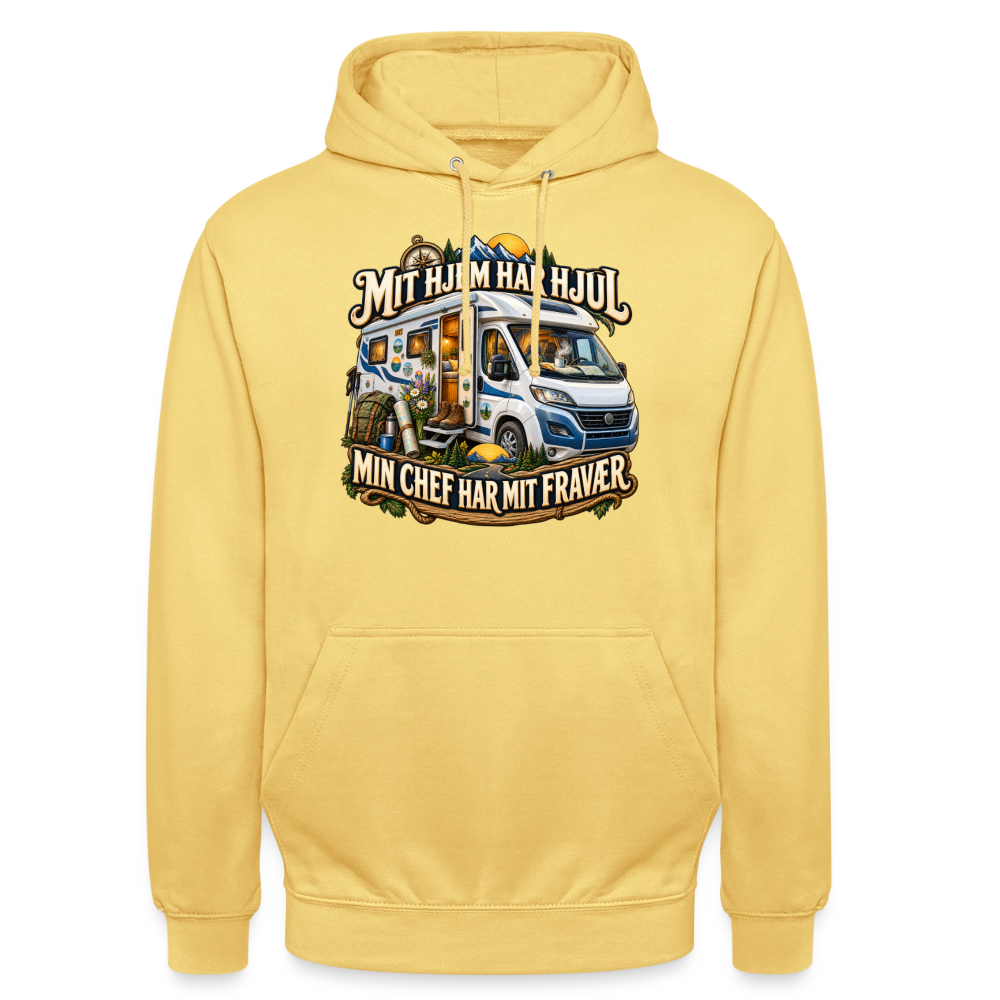 CityShirts - Hoodie - Mit hjem har hjul – Min chef har mit fravær - CS040 - citrongul