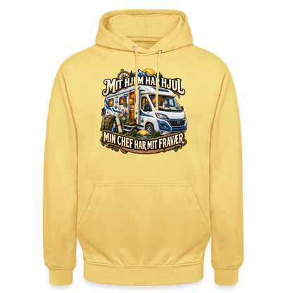 CityShirts - Hoodie - Mit hjem har hjul – Min chef har mit fravær - CS040 - citrongul