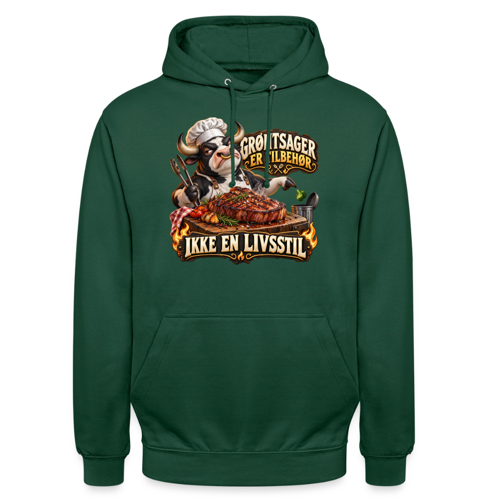 CityShirts - Hoodie - Grøntsager er tilbehør – Ikke en livsstil - CS053 - flaskegrøn