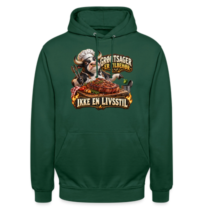 CityShirts - Hoodie - Grøntsager er tilbehør – Ikke en livsstil - CS053 - flaskegrøn