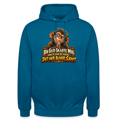 CityShirts - Hoodie - Da Gud skabte mig – Det her bliver sjovt! - CS004 - dybt havblå 